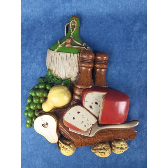 1973 Burwood New Haven Kitchen Wall Hanging Set Of 2 Wine Cheese Decor Wall Art - Picture 5 of 10